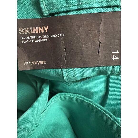 NWT LANE BRYANT Women's Green Jeans SIZE 14 SKINNY STRECH DENIM Tapered New - Picture 11 of 16